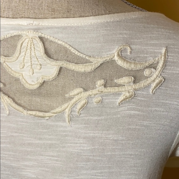 Free People Cream Peplum Short Sleeve Top - Picture 6 of 8